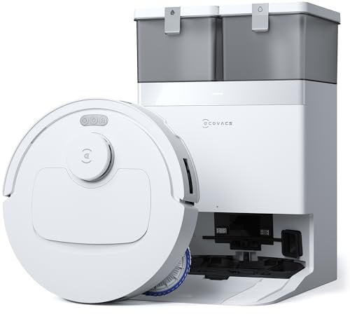 ECOVACS DEEBOT T30C Omni GEN2 Aspirateur Robot avec Station, 25000Pa, Lavage à l'eau Chaude 75℃, Serpillière OZMO Turbo 2.0, Brosse ZeroTangle 3.0, Nettoyage Humide adaptatif, Blanc