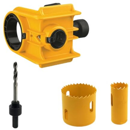 Milageto Door Lock Installation Kit 2 Adjustable Bushings Door Lock Jig Locks Hole Opener Precision Hardware with Guide Template, Yellow