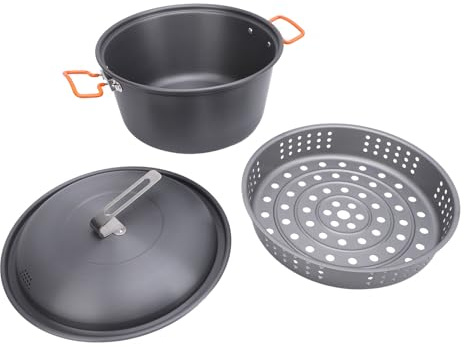 aqxreight Outdoor Cooking Pot 5L Tragbares Picknick -Kochgeschirrkit Zum Grillen mit Dampfendem Kochen Grillen (Dual -Grifftyp)