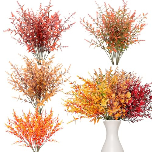 HPiano Paquetes de Flores Artificiales de Otoño,Plantas Artificiales de Otoño,Ramas de Hojas Artificiales,Plantas Artificiales de Hojas,Jardín Ventana Porche Fiesta Boda Decoración