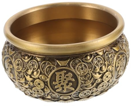 ROMISBABA Retro Kupferschale Feng Shui Schatzschale aus Vintage Kupfer Glücksbringer Geldschale für Reichtum und Wohlstand Dekorative Deko Schale für Zuhause und Büro Ritual Bowl Figur zur