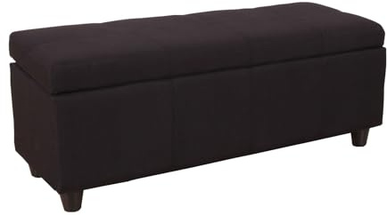 Berlinlodge Aufbewahrungs-Truhe Lars HxBxT 45x114x45cm Stoff/Textil Schwarz Sitzbank Bank Stauraum groß platzsparend Wohnzimmer Kinderzimmer Schlafzimmer