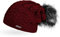 Neverless Coole Damen Strickmütze Strick-Beanie gefüttert mit Fell-Bommel, Winter-Mütze, Bommelmütze, Bordeaux Unisize