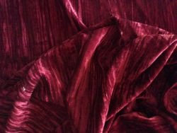 SAMT gecrasht für Kleidung Pannesamt BORDEAUX ROT Stoff Stoffe Meterware