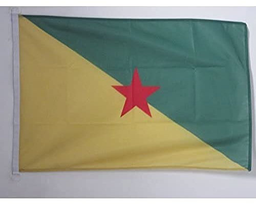 AZ FLAG Bandera Nautica de Guayana Francesa 45x30 cm - Pabellón de Conveniencia de Guyane Française - Francia 30 x 45 Cm, Bandera de Barco con anillas