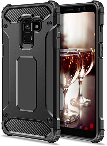 Coolden für Samsung Galaxy A8 2018 Hülle Premium [Armor Serie] Outdoor Stoßfest Handyhülle Case Silikon TPU + PC Bumper Cover Doppelschichter Schutzhülle für Samsung Galaxy A8 2018 (Schwarz)