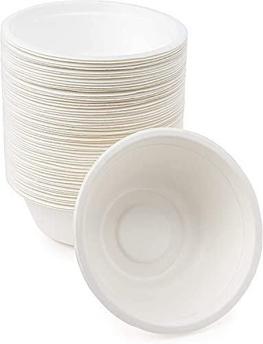 Crown - Lot de 50 bols / assiettes creuses de 350 ml, Ø 13,5 cm, en pâte de cellulose biologique, 100 % compostables, solides, 21 g, conformes à la norme EN 13432