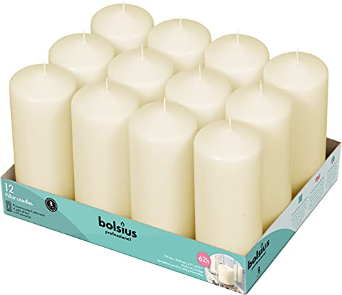 bolsius Stumpenkerzen - 62 Lange Brennstunden Kerzen-Set - 16,5 x 7 cm Tropfenlose Kerze - perfekt für Hochzeitskerzen, Partys und besondere Anlässe