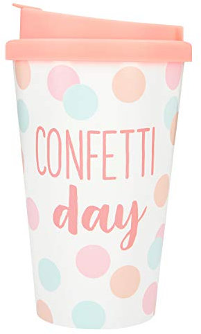 Depesche 2180.008 To-Go Becher aus Kunststoff mit Spruch, 350 ml, wiederverwendbar, Confetti Day