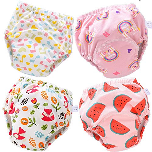 FannyFan 4er Baumwolle Töpfchen-Trainingshose Baby Trainerhosen Höschen Töpfchentraining Unterwäsche Toilettentraining Bis 4 Jahre (Mädchen, 4Jahre)