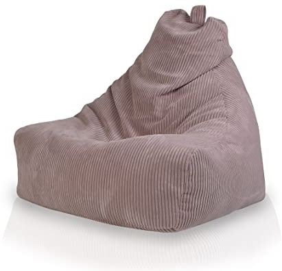 Ecopuf Keiko | Sitzsack Cord Sessel Größe S 75x75x70Cm Mit Füllung | Indoor Beanbag aus Velvet | Sitzsäcke für relaxtes Sitzen & Liegen | Sitzsack Sessel mit Griff und Kissen