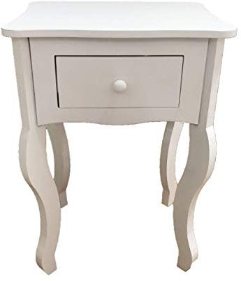 Euronovità Srl EN-226874 Comodino con 1 cassetto in Legno Mobili Natural Shabby Chic Vintage Colore Bianco per Camera o Salotto, h 57 cm x Lung 40 cm x Prof. 32 cm