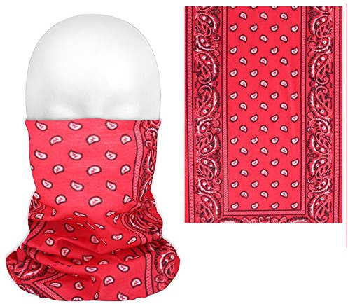 Alsino Multifunktionstuch Schlauchschal Mundtuch Halstuch Kopfbedeckung Haarband Tuch Top Motive Fester Sitz - atmungsaktiv extra lang bedeckt Mund, Nase und Hals, Farbe wählen :Paisley rot