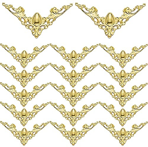 YUE QIN 1 Satz von 40 Stück 40 * 40mm Antike Kantenabdeckung Kantenschutz Metall Eckenschutz Eisen Kasten Buch Album Vintage Ecken Dekoration DIY Zubehör(Golden)