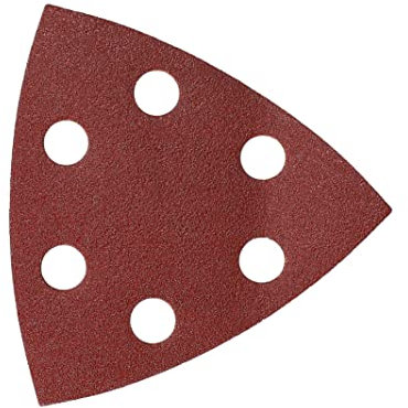 Mirka Red Deltaschleifer Schleifpapier Holz Schleifdreiecke Klett / 93x93x93 mm/Klett-Haftung / 6-Loch/Korn P120 / 5 Stück/zum Schleifen von Holz, Metall und Kunststoff