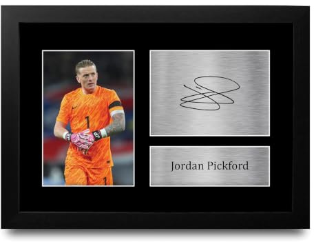 HWC Trading FR A4 Jordan Pickford England Geschenke gedrucktes signiertes Autogrammbild für Fußballfans und Unterstützer - A4 gerahmt