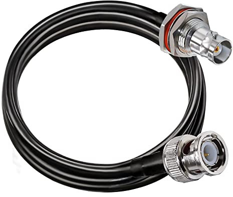BNC Überbrückungskabel RG58 TUOLNK Stecker auf Buchse Bulkhead Low Loss CB Funk Koaxialkabel 6.6ft (2 m) Wifi Antennenverlängerungskabel HAM Funkantennen Sicherheits CCTV System,Black,BNC Kabel 6.6FT