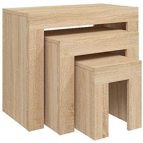 vidaXL Tables Basses Gigognes 3 pcs Tables d'Appoint Tables de Canapé Bouts de Canapé Salle de Séjour Salon Intérieur Chêne Sonoma Aggloméré
