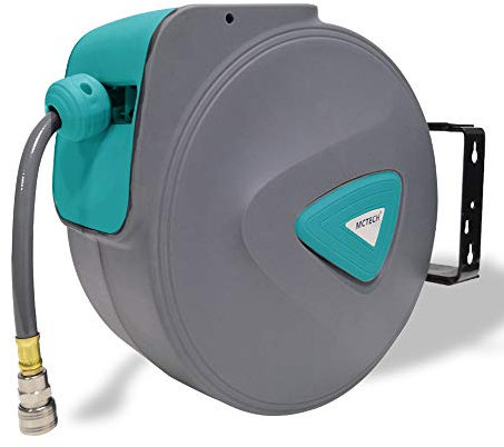 YRHome 20m Druckluftschlauch Aufroller automatisch 1/4'' Anschluss Schlauchaufroller Wandschlauchhalter Schlauchtrommel automatisch Druckluftschlauch-trommel für Autoreparaturstationen Grau