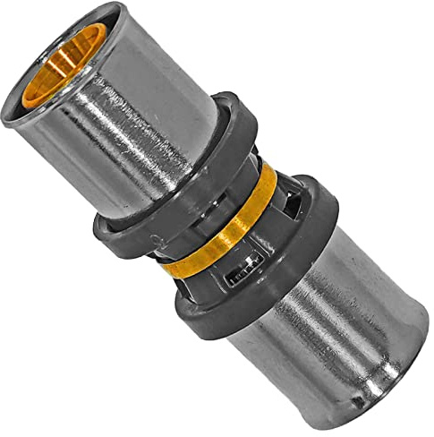 MegaHaustechnik Kupplung Muffe Verbinder Pressfitting aus Messing für Mehrschichtverbundrohr 26x2 mm Außendurchmesser x Wandstärke Trinkwasser geeignet TH U Profil Kontur