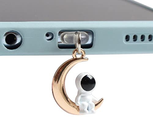 pulunto Staubschutzstecker mit süßem Astronauten-Anhänger, Anti-Staub-Stecker für iPhone-Ladeanschluss