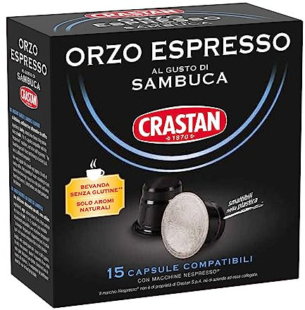 CRASTAN 1870 - Capsule compatibili Nespresso - Orzo Espresso al Gusto Sambuca 1 Box da 15 Capsule
