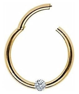 PIERCING Clicker neu/Echt 585 Gelbgold/Echter Diamant/Maße: 1,0 x 10 mm/Nase Ohr Brust Intim/Online Shop Schmuck kaufen / 46012-10