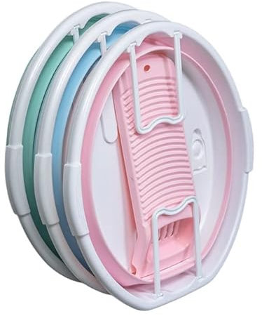 GRTG Lavabo à linge pliable + planche à linge, rond, adapté pour laver les vêtements à la main (couleur : rose, taille : 1 pièce)
