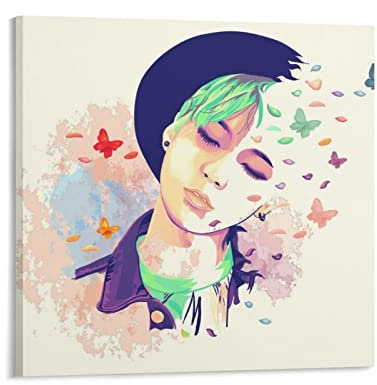 Bulletproof Boy Scouts Asien KKop Kunstposter Suga Schmetterling Traum Posterdruck Kunst Wandbild Leinwand Poster Moderne Schlafzimmer Dekor 70 x 70 cm