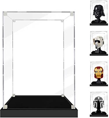 icuanuty Acrylmodell-Display-Box/Display-Vitrine für Display-Box Staubschutzhülle mit Sockel zur freien Aufstellung von Spielzeug 20 x 20 x 25 cm. -Modell eines Helms