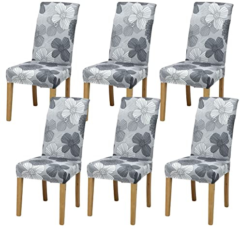 Aisprts Stuhlhussen 6er Set Stretch Stuhlhussen für Esszimmerstühle, Abnehmbarer Waschbarer Stühle Schutz Dekoration Stuhlbezug für Haus, Küche, Hotel, Restaurant, Bankett, Hochzeit, Party