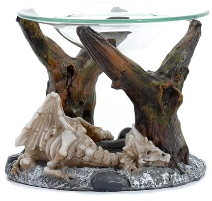 EliteKoopers 1Pcs Oil Burner Shadows of Darkness Sleeping Bones Dragon Skeleton Oil & Wax Burner with Glass Dish