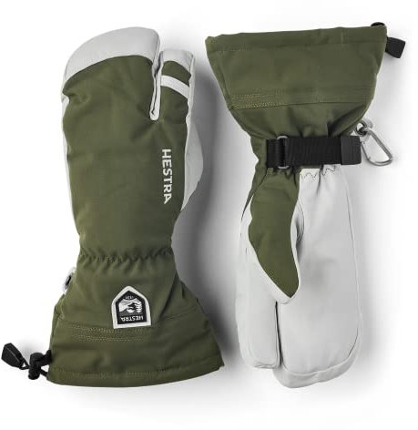 Hestra Army Leather Heli Classic 3-Finger-Skihandschuh zum Skifahren, Snowboarden und Bergsteigen, Olivgrün - 09