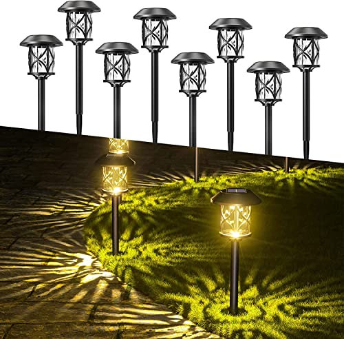 Quntis Luci Solari da Giardino LED 8 Pezzi Lampade Solari da Giardino con Automatica on/off 3200K Luci da Esterno Giardino Decorative IP65 Impermeabile per Cortile Prato Piscina Patio Vialetto Alberi