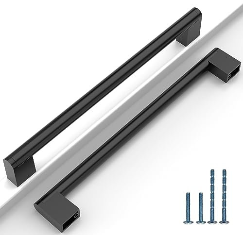 9BUILD 10 Stück Schrankgriffe Schwarz Lochabstand 192mm Griffe für Küchenschränke Edelstahl Möbelgriffe Küchengriffe griffe möbel Küchenschrank Schranktürgriffe EU0030