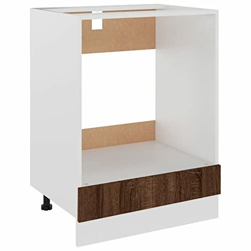 Homgoday Küchenschrank, Einbau-Küchenschrank, Küchenzeile, moderne Küchenausrüstung, Werkzeugaufbewahrung, Backofen, Schrank, braune Eiche, 60 x 46 x 81,5 cm, technisches Holz