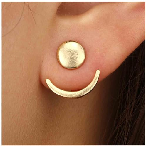 Dervivea Boho Mondsichel Ohr Jacke Ohrringe - Mond Phase Ohrstecker, Sonne Scheibe Gold Vorne Hinten Schmuck Für Frauen Und Mädchen