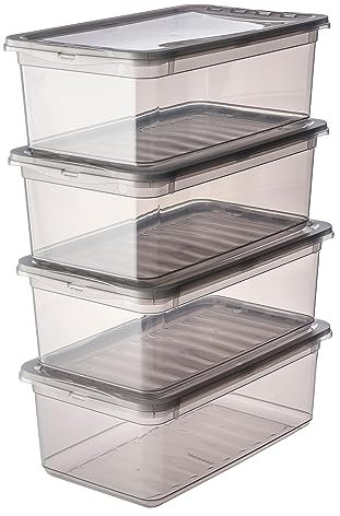 keeeper Aufbewahrungsboxen mit Air Control System, 4-teiliges Set, 4 x 5,6 l, Bea, Transparent (Crystal Grey)