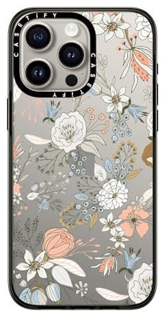 CASETiFY Compact Case for iPhone 15 Pro Max [2X Military Grade Drop Tested / 4ft Drop Protection] - Abstract modern coral white pastel - Clear Black