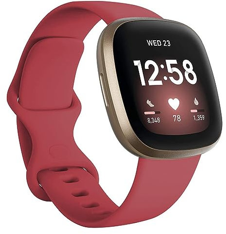 Damen Armbänder Kompatibel mit Fitbit Versa 3/Versa 4/Sense/Sense 2 Armband, Weiches Silikon Uhrenarmband Sports Watch Ersatzarmband (Rot, Einheitsgröße)