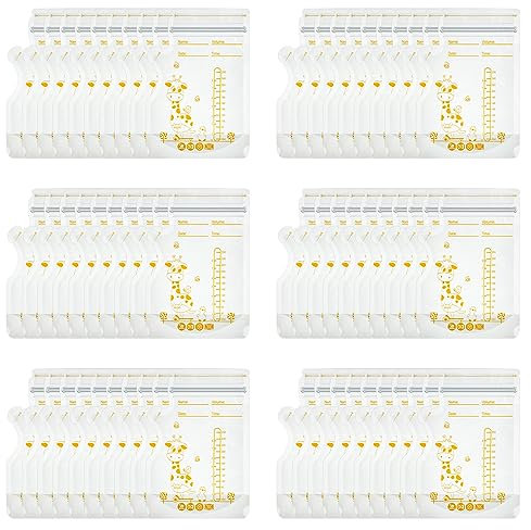 Smilcloud 60 Beutel Muttermilchbeutel, 250ml BPA-freie Muttermilch Aufbewahrung Bags, Milchbeutel für Muttermilch Doppelreißverschluss Auslaufsichere Milchbeutel, Gefrierbare, Platzsparendes