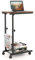 COSTWAY Beistelltisch mit Rollen, Laptoptisch höhenverstellbar, mit Aufbewahrungskorb, Sofatisch C-Form, Betttisch Industrial, Metallrahmen, 50 x 30 x 80 cm (Rustikales Braun)