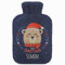 Personalisierte Wärmflasche mit Minky Pullover Bezug 2 Liter Bettflasche mit schönen Fleece-Druck Bezug Gummi Wärmflasche mit Deckel Blauer Bär [092]