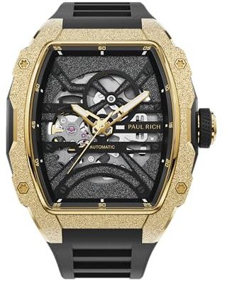 Paul Rich Astro Skeleton – Innovatives Automatikuhr-Design mit Transparentem Zifferblatt und Tonneau-Form (Gold)