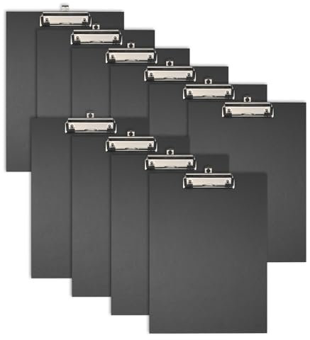 Original Falken 10er Pack Umwelt-Klemmbrett Öko. Made in Germany. Mit stabilem Pappkern und farbigem Papierbezug außen für DIN A4 schwarz Blauer Engel ideal für Inventur und Lagerwirtschaft