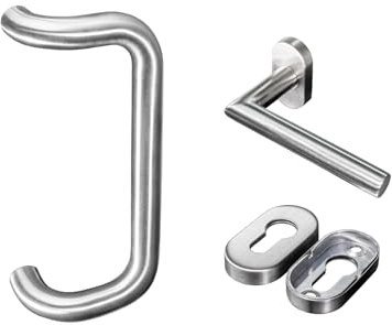 METALUSTIC Stangengriff Stoßgriff 300MM, Edelstahl, Türgriff, Stossgriff für Haustür, verschiedene Größen, Griffschaft aus Edelstahl