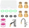 TAIHOBO 4 Piezas Adaptador Grifo Manguera con 2 Cintas de Sellado y 12 Anillos de Sellado, 2 in 1 Adaptador Manguera Grifo con Rosca Interna 22mm y Externa 24mm, Conector Manguera Universal de Latón