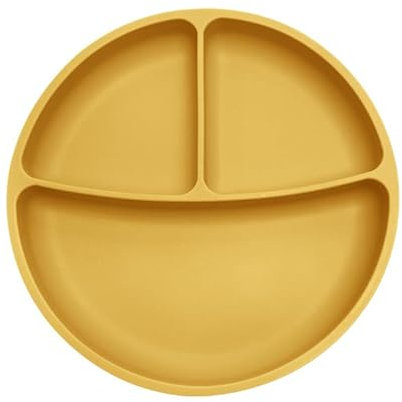 GIGI Kids – Kinder Teller mit Rutschfestes Saugnapf – Silikon Geschirr für Baby & Kleinkinder - Geteilte Standfeste Babyteller - BPA-frei - Spülmaschinenfest - Sichere - Hochwertige - GELB