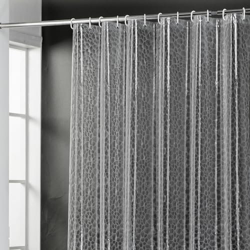 Ajiteogy Cortina de Ducha Resistente al Moho y al Moho, Forro de Cortina de Ducha de Plástico Transparente 3D, 180 x 180 cm, con Ojales de Metal Inoxidable e Imanes Pesados, Patrón de Cubo de Agua
