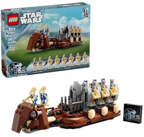 LEGO Star Wars 25th Anniversary GWP 40686: Trade Federation Troop Carrier Buildable Model - Celebrate The Phantom Menace with 8 Figures and Iconic Rack Feature!